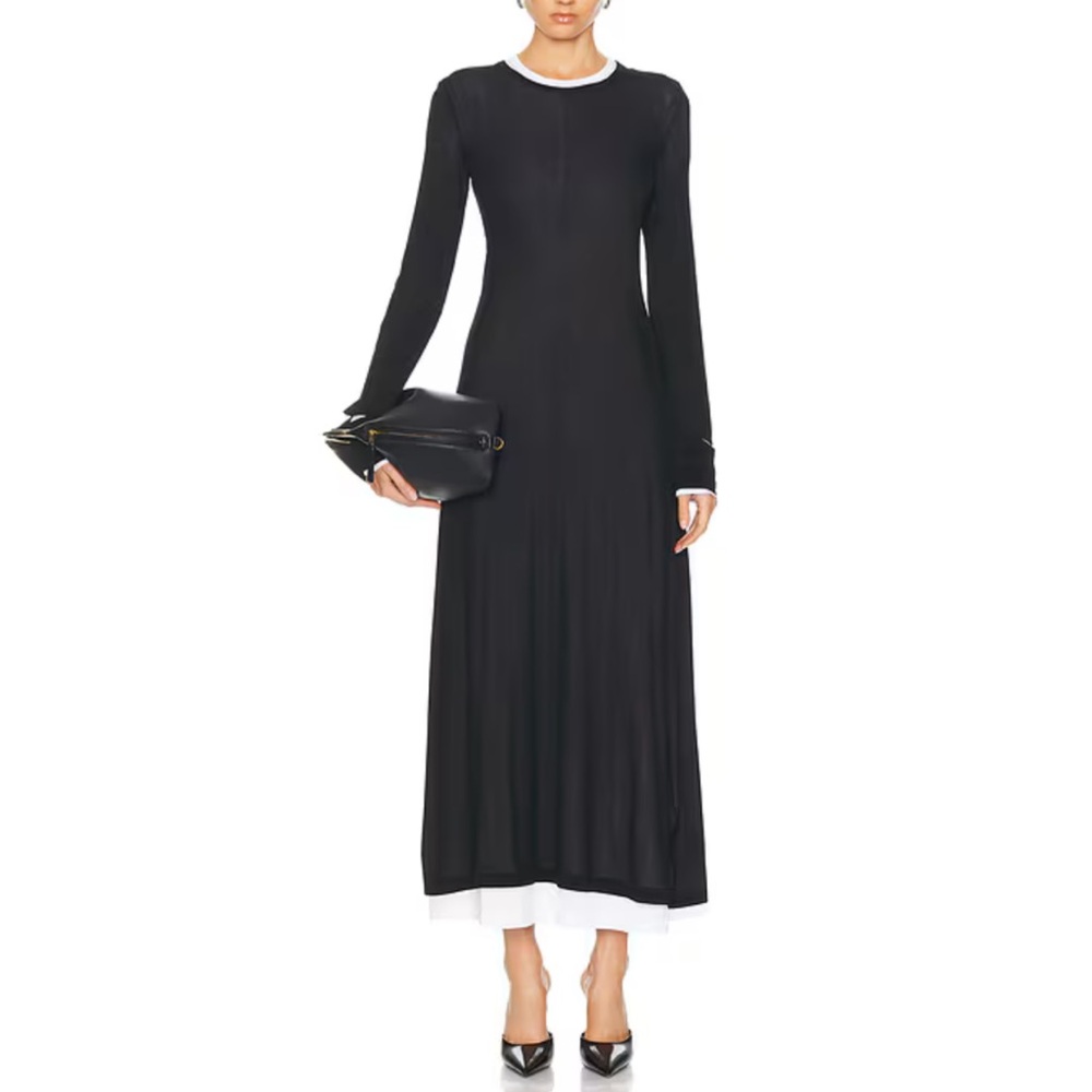 NWT Helmut Lang Double Layer Dress in Black Size Small
